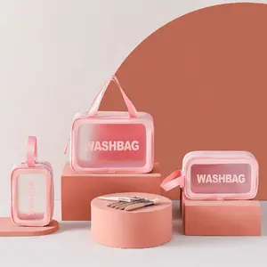 Wholesale Travel Toiletry Waterproof Makeup Bag Cosmetic Zipper Bag Custom Logo Storage Clear Pvc Cosmetic Bagfor Women