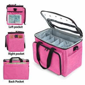 Large Yarn Tote Organizer <b>Knitting</b> <b>Storage</b> Holder for Yarn Hooks & Accessories Portable Craft Carryall for Crocheting Lovers - Product Image 5
