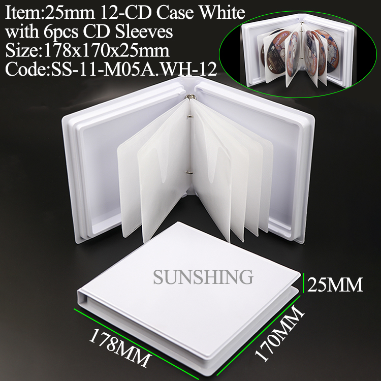 M05A : Classeur à anneaux pour boîtier CD 25 mm 12-PP, blanc