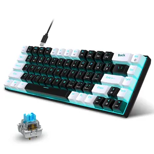 Ergonômico Dual-Color Injection Keycaps Novo 68-Key Wired Teclado Mecânico Gaming Hot-Swappable Interruptor Azul Ice Blue Laptop - Product Image 1