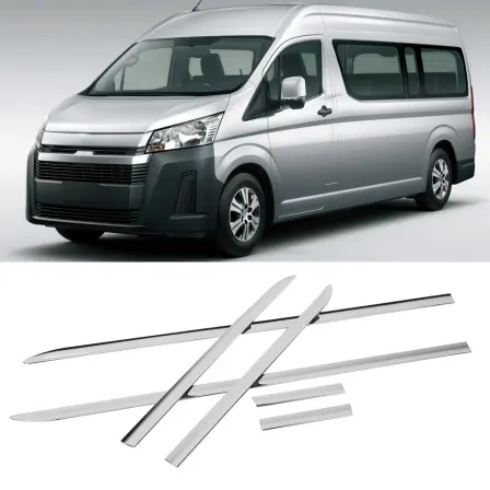 Krom Styling Mobil, Warna Perak ABS Pintu Mobil Panel Tubuh Ornamen Trim Cocok untuk Toyota HiAce 2019 Cover Mobil