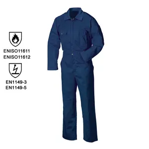 Vêtements de protection les plus vendus Bande réfléchissante uniforme en coton FR EN11612/EN1149 fr vêtements combinaisons résistantes aux flammes