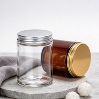 Bernsteinfarbene Glasgläser mit Metalldeckeln 3er-Pack Leere Kerzengläser für Braune Körperbutter & Lotion-Behälter