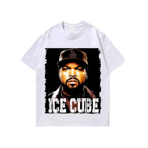 T-shirt ample unisexe à manches courtes, imprimé style rap européen et américain, effet vieilli et délavé, hip-hop - Product Image 6