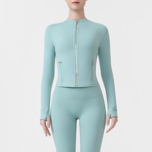 USA Oversea Warehouse Cropped <b>Yoga</b> Cardigan Women's Stand Collar Breathable Pilates Training <b>Jacket</b> - Product Image 3