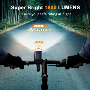 Lumen cao 1600lm đi xe đạp ánh sáng xe đạp xe đạp phía trước đầu ánh sáng dẫn ánh sáng cho xe đạp xe đạp có thể sạc lại IPX6 đèn pha không thấm nước - Product Image 6