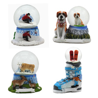 Souvenir globe à neige personnalisé en résine, diverses tailles, motifs volcan d'Islande, geyser, cheval, pétrel, 45mm, 65mm, 80mm