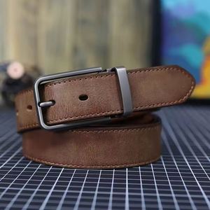 เข็มขัดหนังแท้ทำมือสำหรับผู้ชาย หัวเข็มขัดโลหะผสมคุณภาพสูงรูปหัวกะโหลก สีดำ สีน้ำตาล ปรับความยาวได้ตามต้องการ สไตล์แฟชั่นพร้อมโลโก้ - Product Image 3