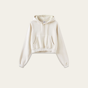 Venta al por mayor de las mujeres recortadas de alta calidad de algodón poliéster polar sudadera en blanco recortada mujeres Crop Top sudaderas - Product Image 2