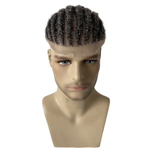 ระบบ<span class=keywords><strong>ผม</strong></span>แท้ของอินเดีย สี 1b เทา ทรงแอฟโฟร ถักเปียแบบคอร์นโรว์ ทูพีแบบเต็มศีรษะ สำหรับผู้ชายหนุ่มทันสมัย - Product Image 4