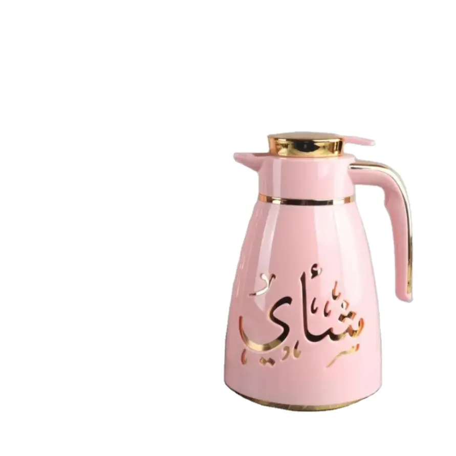 Nuevo diseño 1L Frasco de vidrio al vacío de lujo Tetera jarra de agua Moda árabe Termo Café Dallah Olla Termo de té para Ramadán