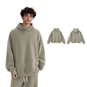 Wholesale 430gsm Heavyweight No String Blank Men Hoodies Unisex Cotton French Terry Oversized Hoodie Custom Logo Streetwear - Product Image 2