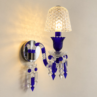 Applique murale de luxe en verre de cobalt français à facettes, style vintage, pour chambre de villa, chevet, couloir, hôtel
