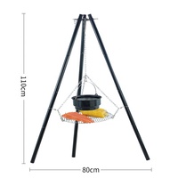 Grille de cuisson suspendue pour camping, trépied de camping, support de cuisson au feu de camp, grille en fer pour barbecue et pique-nique