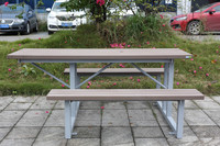 Table à manger de pique-nique pour personnes à mobilité réduite commerciale de 8 pieds pour l'extérieur ensemble de meubles de jardin patio extérieur table de café externe avec banc