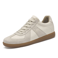 Chaussures de Skateboard pour Hommes Baskets de Skate en Cuir Véritable de Vache à Lacets Rétro, Plateforme à Semelle Épaisse à Talon Interne Rehaussant