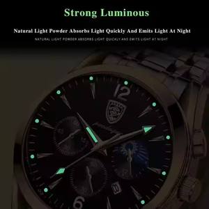 Reloj POEDAGAR 829 de Lujo para Hombre, Reloj de Cuarzo de Negocios, Correa de Cuero y Acero, Resistente al Agua, Manecillas Luminosas, Reloj de Pulsera para Hombre - Product Image 5