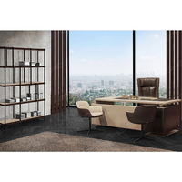 Bureau de direction moderne en pierre, design tendance, avec assemblage facile et plateau en maille – Bureau informatique pour PDG/Directeur, garantie 3 ans