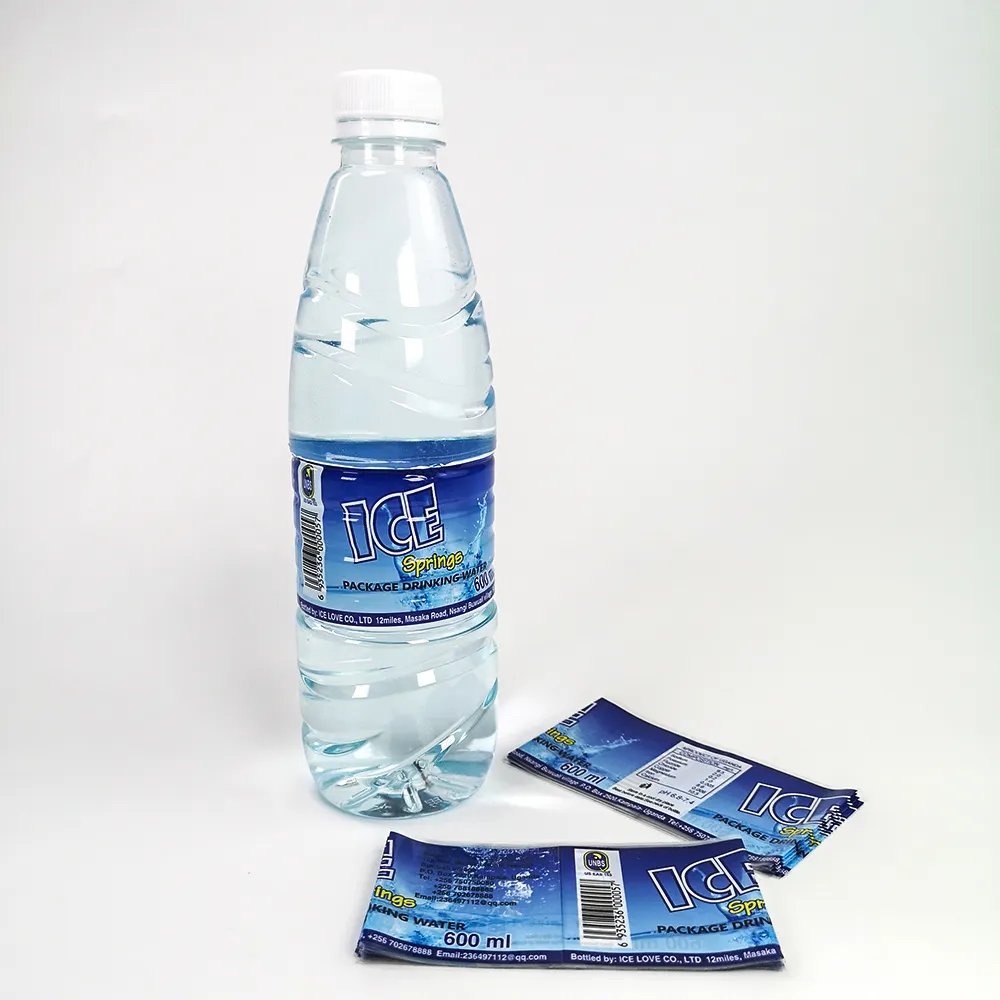 Etichetta per bottiglie di acqua minerale manicotto termoretraibile etichette per bottiglie termoretraibili in PVC per bottiglie d'acqua con stampa Logo