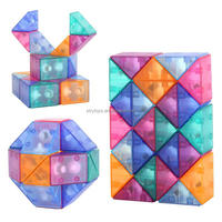 Règle Magique Transparente Colorée DIY, Puzzle Serpent Pliant, Jouet Cube Magique, Cadeau, Jouet Pliant à 24/36/48/60/72 Segments, Cube Magique