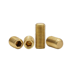 H65 Brass DIN913 Hexagon Socket Flat End <b>Grub</b> <b>Screws</b> M4 Fine Thread Machine Fastener Shenzhen Manufacturer - Product Image 1
