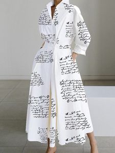 11 Designs Robe longue élégante à manches longues pour femme, motif décontracté, col en V, imprimé à pois, avec poche, pour l'automne - Product Image 5