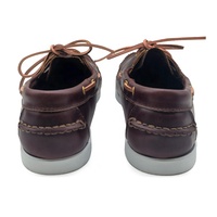 Chaussure bateau homme en cuir véritable huilé marron foncé, faite à la main, respirante, légère et confortable pour la marche, modèle Evergreen à coupe basse