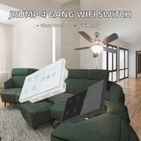 Interrupteur mural intelligent Tuya Smart DL Series en verre tactile WiFi 4 voies pour ventilateur intelligent, compatible Alexa Google pour la maison connectée