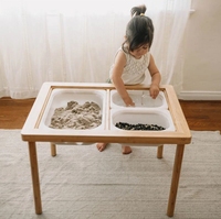 Poubelle de table sensorielle moderne pour enfants Marée Eau sensorielle 2 bacs de rangement Meubles pour enfants Table d'étude en bois pour enfants