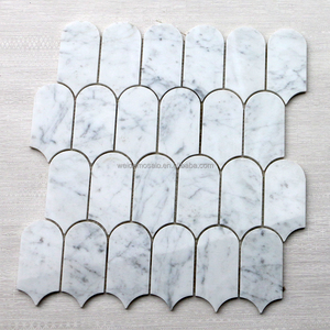 Cararar lông trắng hình dạng gạch khảm đá cẩm thạch nhà bếp <span class=keywords><strong>backsplash</strong></span> gạch ốp tường phòng tắm bộ lông trắng gạch khảm đá - Product Image 6