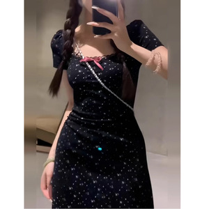 Petite Women Summer Backless Floral Dress Mid Length Natural Waistline Breathable Evening Dress - Product Image 3