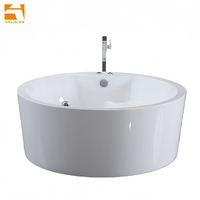 Baignoire de massage autoportante ronde en acrylique pour intérieur Baignoire à jacuzzies en cercle autonome Radio Fm Expérience de spa de luxe à la maison