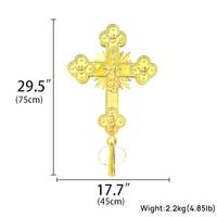 Croix de Procession Orthodoxe Orientale HT en Alliage de Zinc et Fer, Croix Religieuse avec Anges ou Douze Apôtres 75cm X 45cm