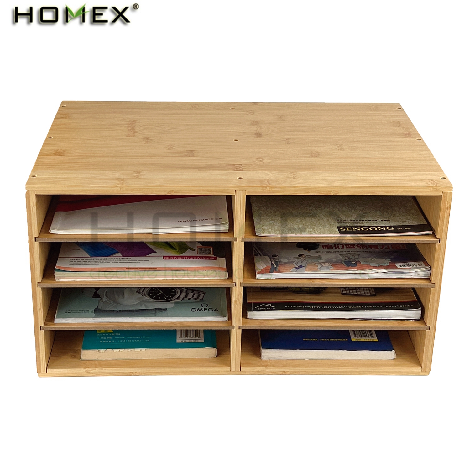 Бамбуковый Настольный органайзер для сортировки документов, Настольный органайзер для хранения документов, лоток для сортировки писем, фабрика Homex_BSCI