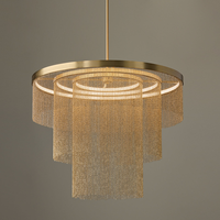 Lustre LED moderne de luxe nordique créatif à franges en laiton vieilli pour salon, villa, hôtel, espace commercial