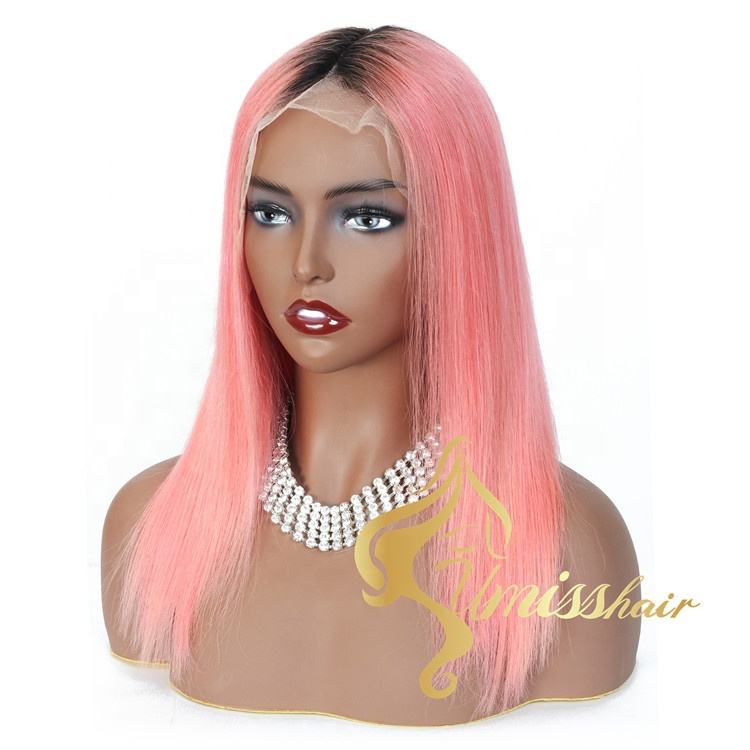 Rosa pelo peluca del pelo humano