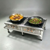 Cuisinière à gaz commerciale en acier inoxydable à double brûleur, vente chaude, qualité garantie par le fabricant