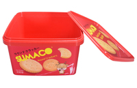 Boîte d'emballage de biscuits carrés jetables, vente en gros, contenants en plastique avec poignée