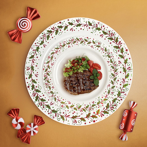 Platos de Navidad con borde personalizado de plástico para vacaciones, platos de CENA DE Acción de Gracias, platos de reutilización para fiestas - Product Image 3