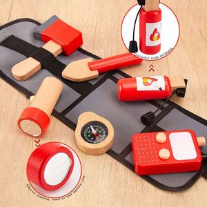 Juguete de Madera para Niños, Kit de Juego de Roles de Bombero, Extintor de Incendios, Bolso de Mano, Disfraz de Bombero para Niños y Niñas, Bolso Tipo Riñonera - Product Image 5