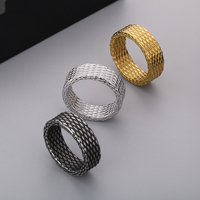 Bague en acier inoxydable en forme de losange simple vintage, vente en gros de grosse bague punk hip hop en plaqué or 18 carats, bagues pour hommes, bijoux