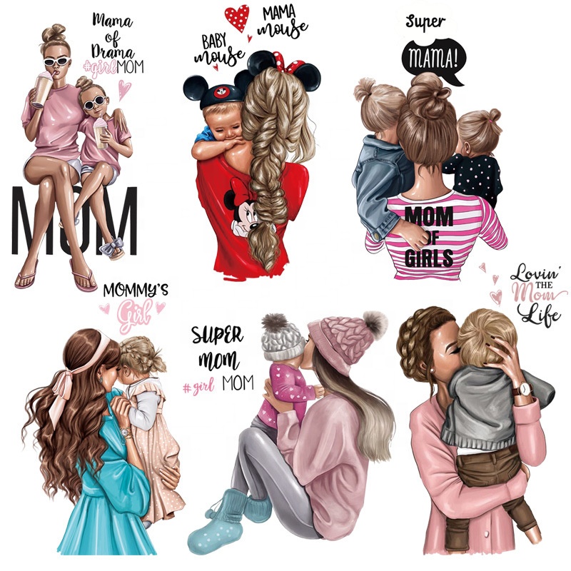 Нашивки для одежды, термонаклейка на одежду, патчи для мамы и папы, Детские термонаклейки, футболка с принтом, модная одежда для девочек, термоперенос