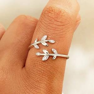 CAOSHI Custom popolare foglia di Design <span class=keywords><strong>brillante</strong></span> Zirconia cubica anelli di apertura per le donne da sposa argento/oro placcato CZ anelli femminili - Product Image 3