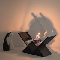 Nouveau design Losange Mini cheminée Patio métal table Firepit alcool bureau brasero avec pavé décoré