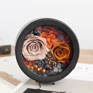 Boîte à cadeau en cuir avec fleurs 19 pièces, nouveau produit fait à la main, boîte plastique - Product Image 1