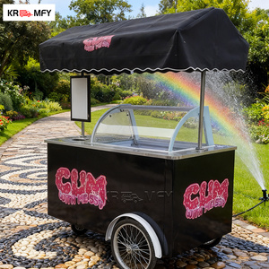 Carrito de Helados Móvil con Congelador, Remolcable, con Ruedas, para Venta de Comida Rápida y Snacks, Construcción Metálica Resistente al Óxido - Product Image 4