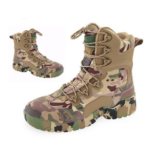 Maßgefertigte Herren Taktische Kampfstiefel, Schwarze Wasserdichte Leder-Delta-Knöchelschuhe, Tarnmuster Canvas Kletterschuhe für Outdoor-Wanderungen im Sommer - Product Image 2