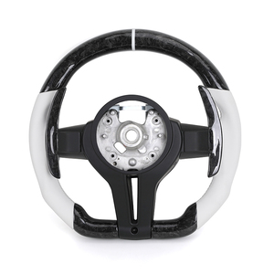 <span class=keywords><strong>Volant</strong></span> en cuir blanc avec affichage LED et fibre de carbone pour F10 F16 F20 F30 F31 F32 M3 F80 M4 F82 M2 F87 E88 E90 E92 - Product Image 2
