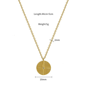 Geometric Round Pendant Necklace Gold Bezel Setting Fashion Clavicle Chain Women's Jewelry - Product Image 4
