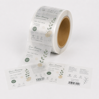 Rouleau d'étiquettes en film PET transparent mat résistant aux intempéries et à l'huile, imprimé sur mesure, adhésif imperméable pour bouteilles de boissons